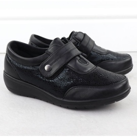 Chaussures confortables des femmes avec Velcro Black UniSoft 9022 noir 2
