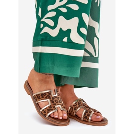 Tongs léopard plats en cuir zazoo 40383 marron brun 1 Tongs léopard plats en cuir zazoo 40383 marron brun 1