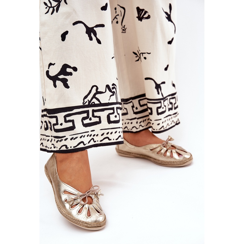 Ballerines plates en cuir naturel Zazoo 10179 Zlotys d'or 2