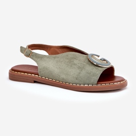 Sandales plates avec un ornement vert 4