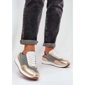 S.Barski Chaussures de sport en cuir baskets femmes LR51-847 PLN doré 2