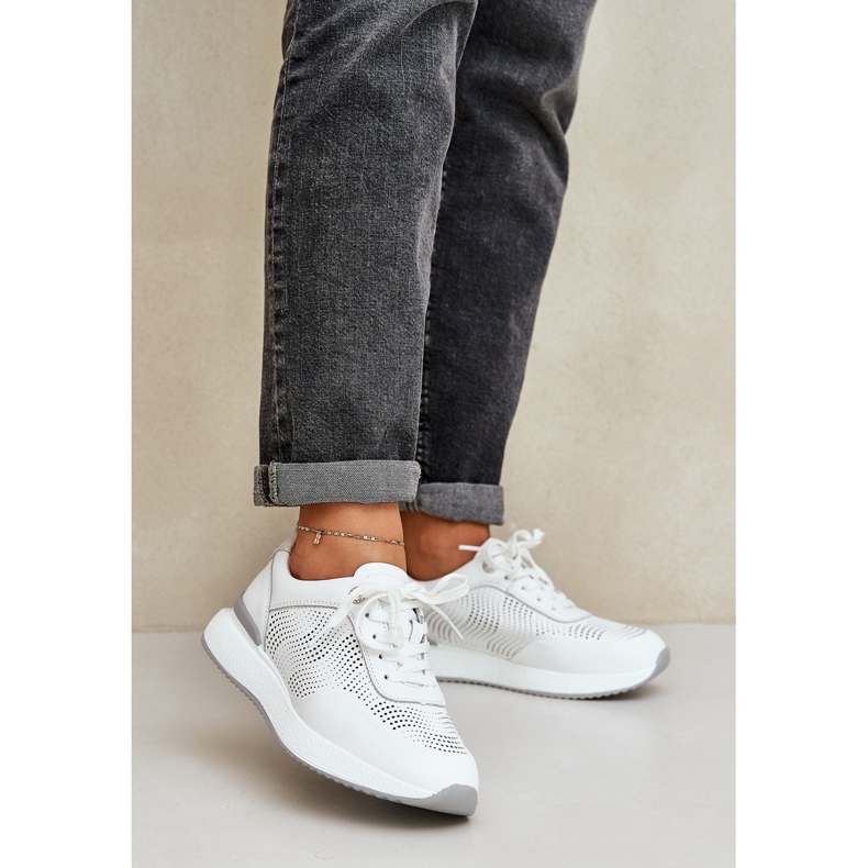 S.Barski Chaussures de sport en cuir Sneakers Women's S. Barski LR51-551 White blanche 2