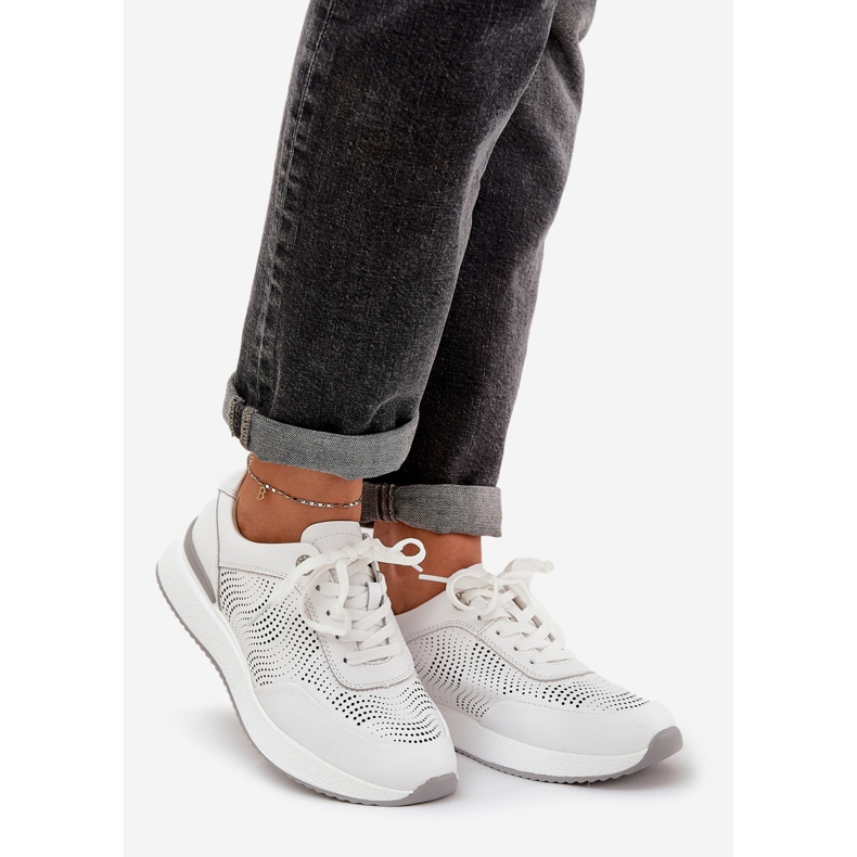 S.Barski Chaussures de sport en cuir Sneakers Women's S. Barski LR51-551 White blanc 1