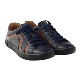 Badura 3387 chaussures de sport bleu marine brun 4