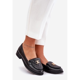 Mocassins en cuir avec une décoration dorée Laura Messi 2927 Black noir 1