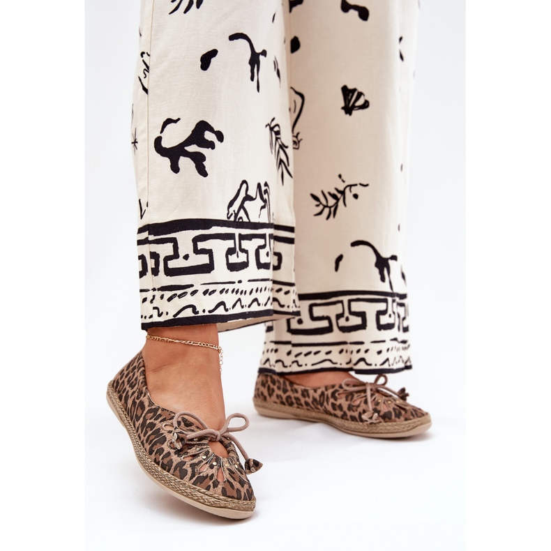 Zazoo Ballerines en cuir naturel Print léopard léopard 10179 marron brun 2