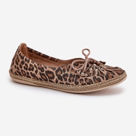 Zazoo Ballerines en cuir naturel Print léopard léopard 10179 marron brun 4