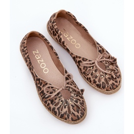 Zazoo Ballerines en cuir naturel Print léopard léopard 10179 marron brun 6