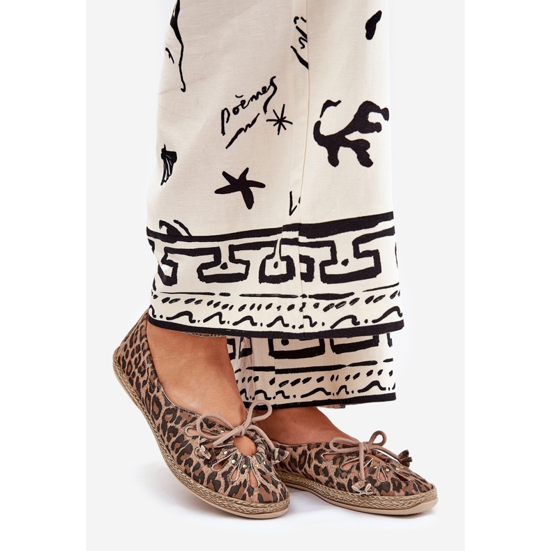 Zazoo Ballerines en cuir naturel Print léopard léopard 10179 marron brun 1