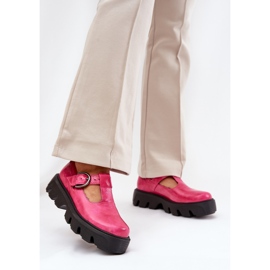 Chaussures en cuir peint avec une boucle zazoo 20183 Fuchsia rose 2