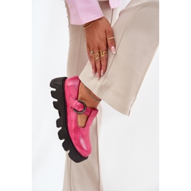 Chaussures en cuir peint avec une boucle zazoo 20183 Fuchsia rose 3