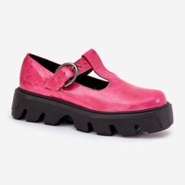 Chaussures en cuir peint avec une boucle zazoo 20183 Fuchsia rose 4