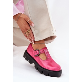 Chaussures en cuir peint avec une boucle zazoo 20183 Fuchsia rose 5
