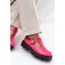 Chaussures en cuir peint avec une boucle zazoo 20183 Fuchsia rose 6