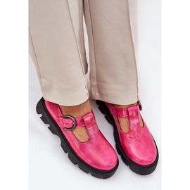 Chaussures en cuir peint avec une boucle zazoo 20183 Fuchsia rose 7