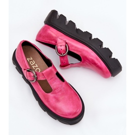 Chaussures en cuir peint avec une boucle zazoo 20183 Fuchsia rose 8