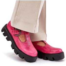 Chaussures en cuir peint avec une boucle zazoo 20183 Fuchsia rose 9