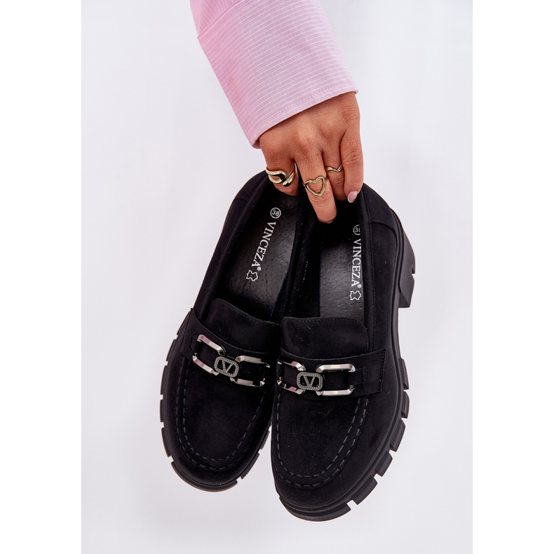 Vinceza Eco Suede pour femmes chaussures avec décoration de Vincez 39921 noir 2