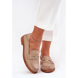Mocassins élégants pour femmes en cuir Vinceza naturel 18100 beige 2