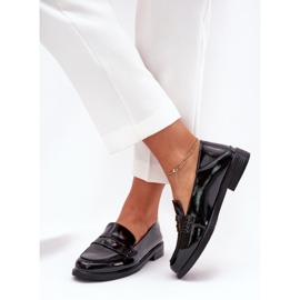 Mocassins pour femmes verni élégantes en cuir Vinceza naturel 18100 noir 2