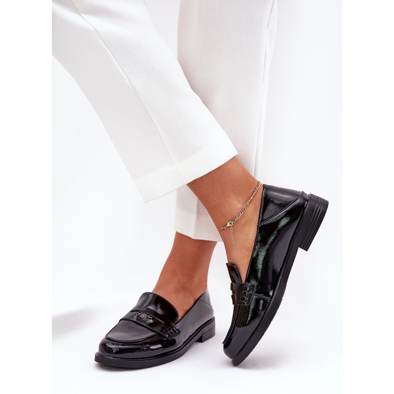 Mocassins pour femmes verni élégantes en cuir Vinceza naturel 18100 noir le noir 2