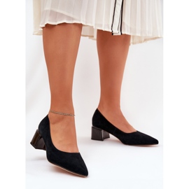 Pompes lisses en daim avec outils pointus Vinceza 66736 noir 2