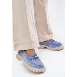 Les mocassins en daim des femmes avec des épingles portent Vinceza 79533 bleu 2