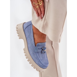 Les mocassins en daim des femmes avec des épingles portent Vinceza 79533 bleu 5