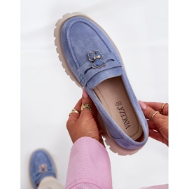 Les mocassins en daim des femmes avec des épingles portent Vinceza 79533 bleu 7
