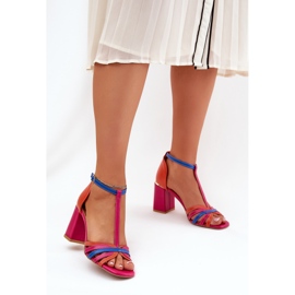 Sandales en cuir sur le poteau multicolore Laura Messi 2879 rouge 2