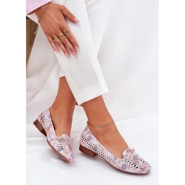 Jezzi Ballerines de travail ouvertes avec un arc éco fleur en daim amepitrea multicolore rose 6