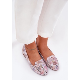 Jezzi Ballerines de travail ouvertes avec un arc éco fleur en daim amepitrea multicolore rose 5