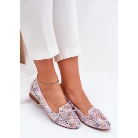 Jezzi Ballerines de travail ouvertes avec un arc éco fleur en daim amepitrea multicolore rose 7
