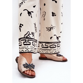 Jezzi Sandales féminines brillantes avec décoration en or rose plat 2 Jezzi Sandales féminines brillantes avec décoration en or rose plat 2