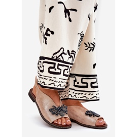 Jezzi Sandales féminines brillantes avec décoration en or rose plat 1 Jezzi Sandales féminines brillantes avec décoration en or rose plat 1