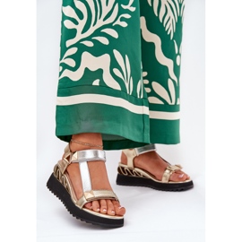 S.Barski Sandales en cuir féminines CR51-135 Gold and Silver doré 2