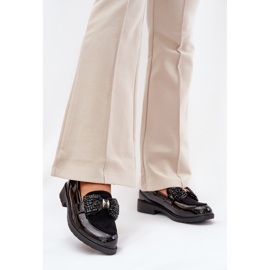 Mocasins pour femmes peintes avec un arc S.Barski Hy51-319 noir le noir 2