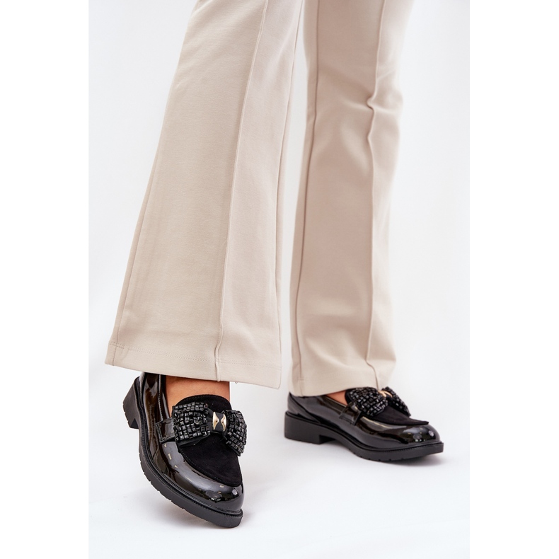 Mocasins pour femmes peintes avec un arc S.Barski Hy51-319 noir 2