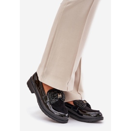 Mocasins pour femmes peintes avec un arc S.Barski Hy51-319 noir le noir 1