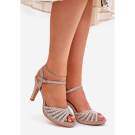 S. BARSKI Sandales sur une épingle avec décoration et paillettes MR1038-33 Champagne rose 1 S. BARSKI Sandales sur une épingle avec décoration et paillettes MR1038-33 Champagne rose 1