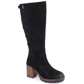 Vinceza W JAN258 bottes à talons hauts et plateforme en daim, noir le noir 8