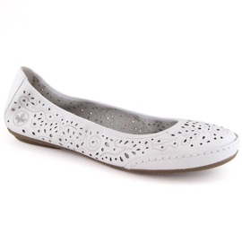 Chaussures ajourées confortables en cuir Rieker W RKR649, blanches 22
