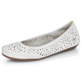 Chaussures ajourées confortables en cuir Rieker W RKR649, blanches 23