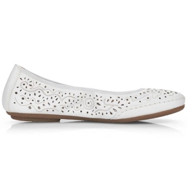 Chaussures ajourées confortables en cuir Rieker W RKR649, blanches 24