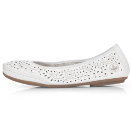 Chaussures ajourées confortables en cuir Rieker W RKR649, blanches 27