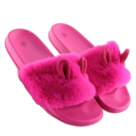 Chaussons fourrure à oreilles fuchsia fuchsia rose 4