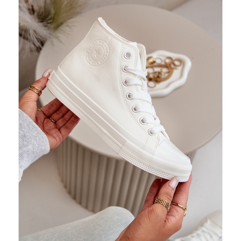 Big Star Baskets isolées pour femmes avec une grande star de l'éco-cuir OO274932 blanche 3