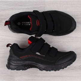 Chaussures de trekking avec fermeture scratch imperméables noires et rouges American Club 2