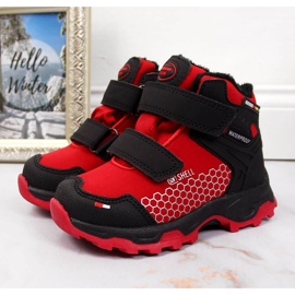 Bottes de neige imperméables pour enfants avec fermeture scratch rouge American Club le noir 1