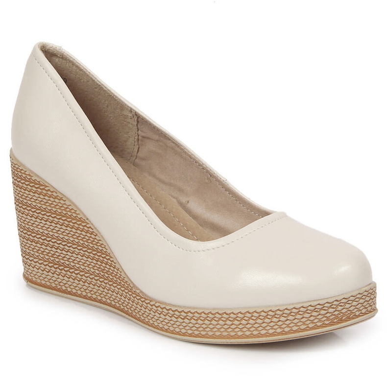 Escarpins compensés en cuir beige Filippo DP3521 1